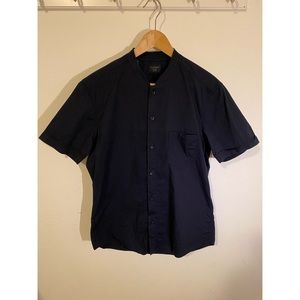 7Diamonds Solid Mandarin Collar Button Down